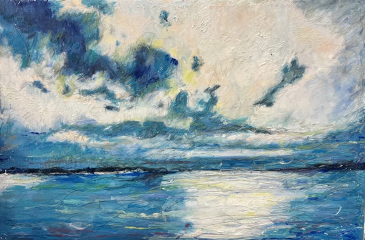Blue Clouds, White Light, 2026, mixed media on canvas, 36 x 24 in. / 91.44 x 60.96 cm.