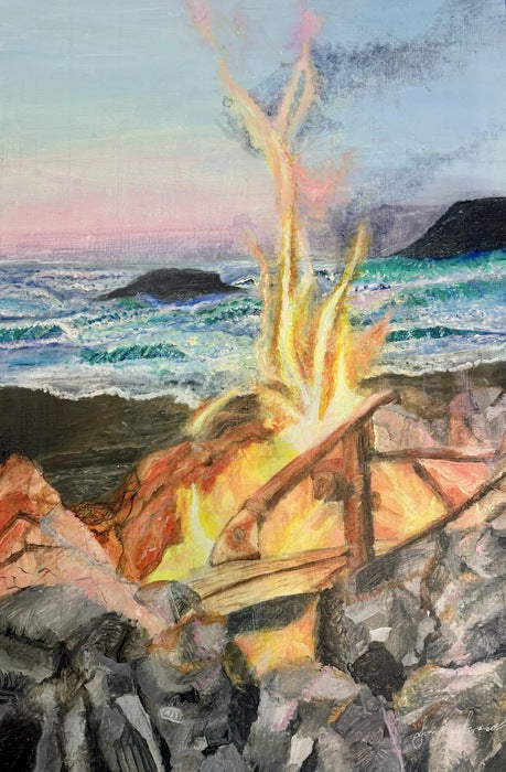 Inferno Flame Along Fire Island, 2026, acrylic on canvas, 36 x 24 in. / 91.44 x 60.96 cm.
