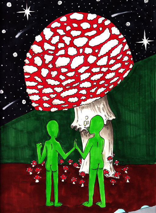 Amanita Booties, 2021, copic marker, 12 x 9 in. / 30.48 x 22.86 cm.