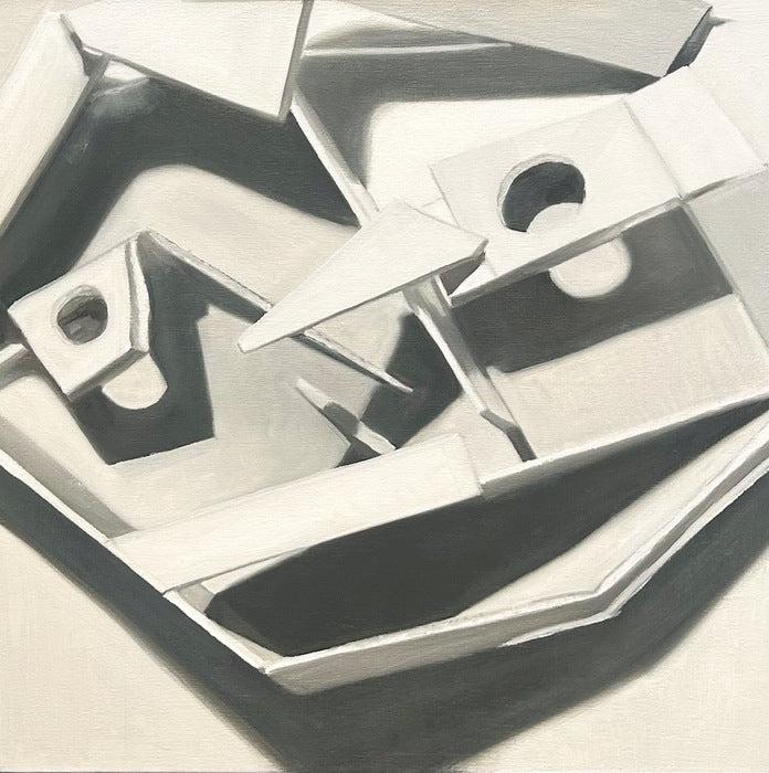 Infrastructure: Maze of Shadow Self, 2025, oil paint, 24 x 24 in. / 60.96 x 60.96 cm.