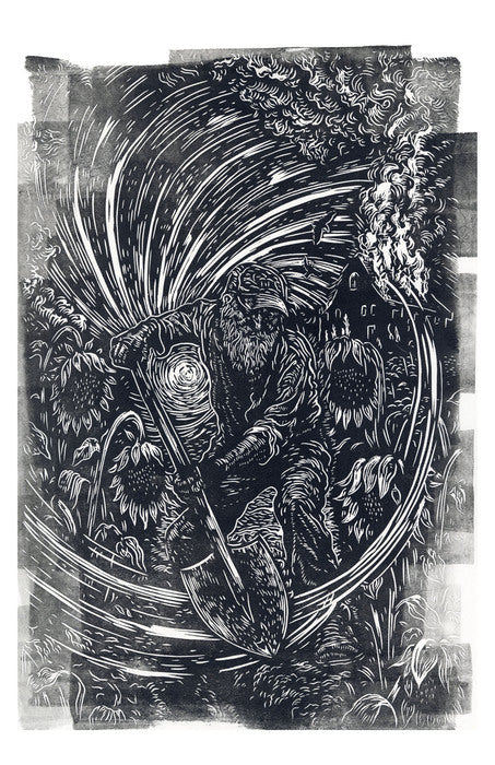 Retirement, 2026, relief print, 18 x 12 in. / 45.72 x 30.48 cm.