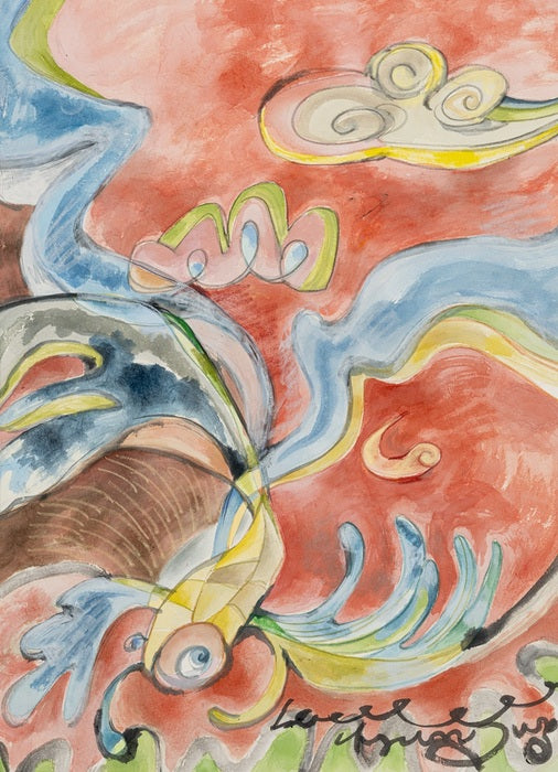 Fly-Fish: Swimming Beyond Boundaries, 2025, mixed media, 62 x 44.6 cm. / 24.4 x 17.55 in.
