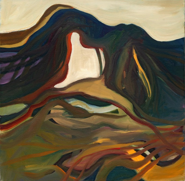Into the Mountains/Through the Woods, 2024, oil on canvas, 24 x 24 in. / 60.96 x 60.96 cm.