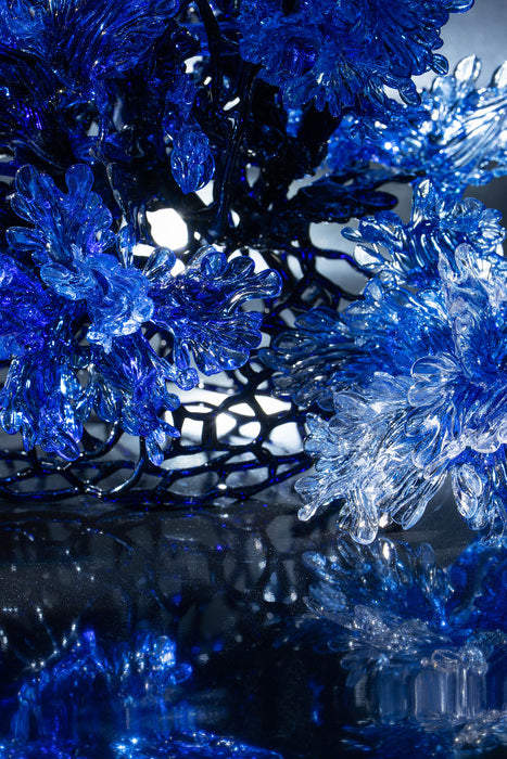 Caerulea, 2025, glass sculpture on aluminum print, 60 x 40 x 3 cm. / 23.6 x 15.7 x 1.18 in.