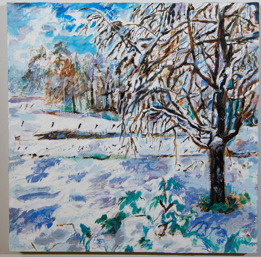 Cherry Tree in Winter, 2026, acrylic on panel, 12 x 12 in. / 30.48 x 30.48 cm.