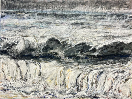 Big Mouth (The Gaping Wave), 2026, mixed media on canvas, 30 x 40 in. / 76.2 x 101.6 cm.