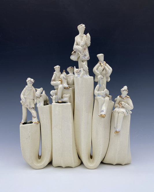 Lucky Dogs, 2025, glazed stoneware, 11.5 x 9 x 5 in. / 29.21 x 22.86 x 12.7 cm.