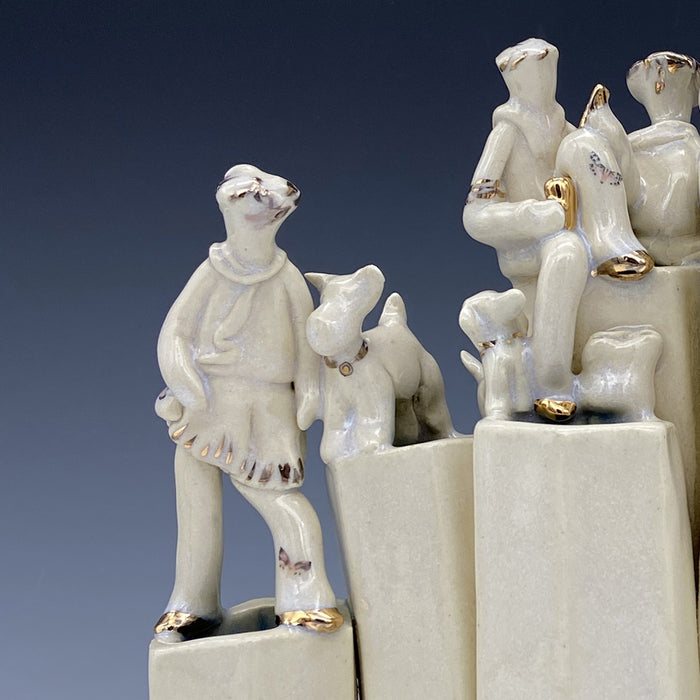 Lucky Dogs, 2025, glazed stoneware, 11.5 x 9 x 5 in. / 29.21 x 22.86 x 12.7 cm.