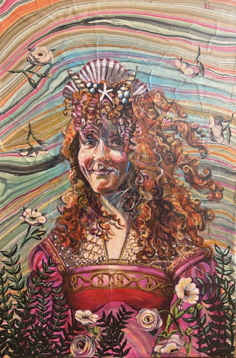Carly, 2025, acrylic paint on handmade paper on canvas, 36 x 24 in. / 91.44 x 60.96 cm.