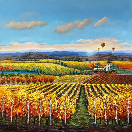 Magical California Wine Country, 2023, acrylic, 36 x 36 in. / 91.44 x 91.44 cm.