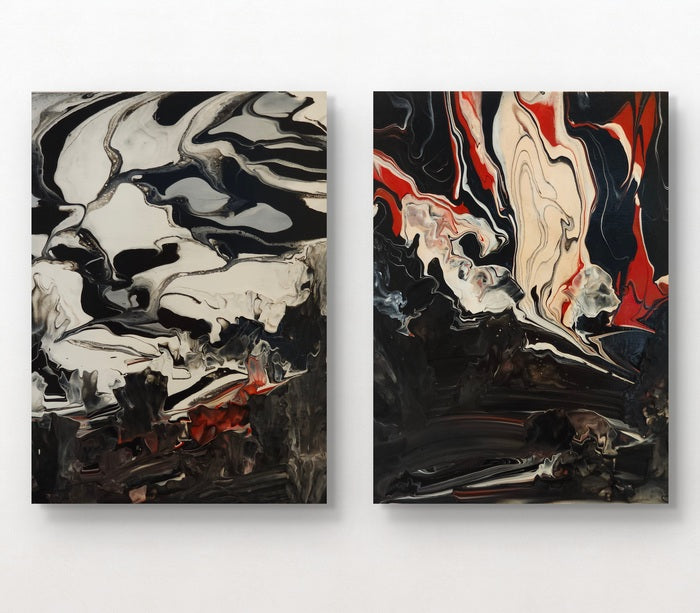 Fire & Ash, 2024, acrylic on canvas, 20 x 16 in. / 50.8 x 40.64 cm.