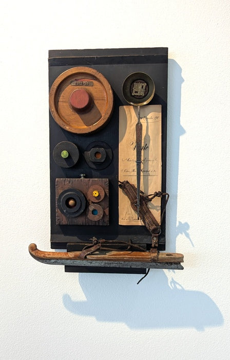Awaiting the Skate, 2025, assemblage, 22 x 12 in. / 55.88 x 30.48 cm.