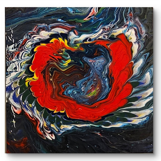 Heart of Chaos, 2025, acrylic on canvas, 24 x 24 in. / 60.96 x 60.96 cm.