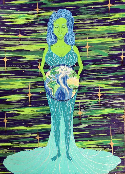 A God of My Understanding, 2026, posca pen, 12 x 9 in. / 30.48 x 22.86 cm.