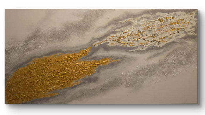 Golden Passage, 2025, mixed media, 24 x 48 in. / 60.96 x 121.92 cm.