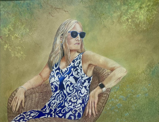 Sunday Afternoon, 2026, colored pencil and pastel on pastelmat, 17 x 14 in. / 43.18 x 35.56 cm.