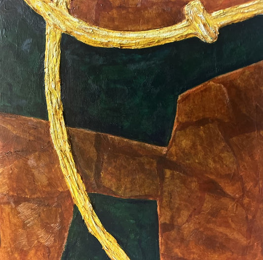 All Tied Up, 2026, mixed media, 12 x 12 in. / 30.48 x 30.48 cm.