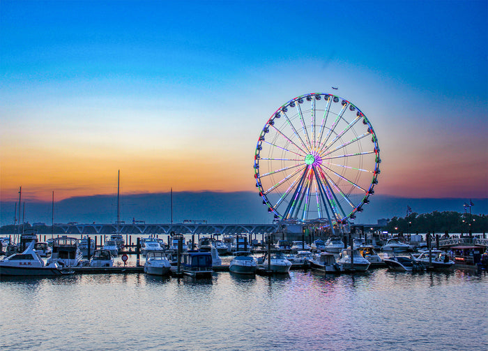 National Harbor Wheel Dusk, 2023, photography, 24 x 36 in. / 60.96 x 91.44 cm.