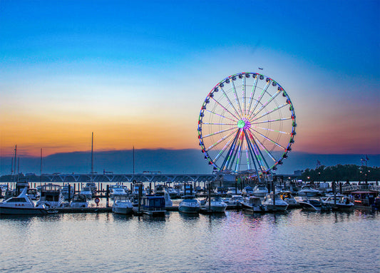 National Harbor Wheel Dusk, 2023, photography, 24 x 36 in. / 60.96 x 91.44 cm.