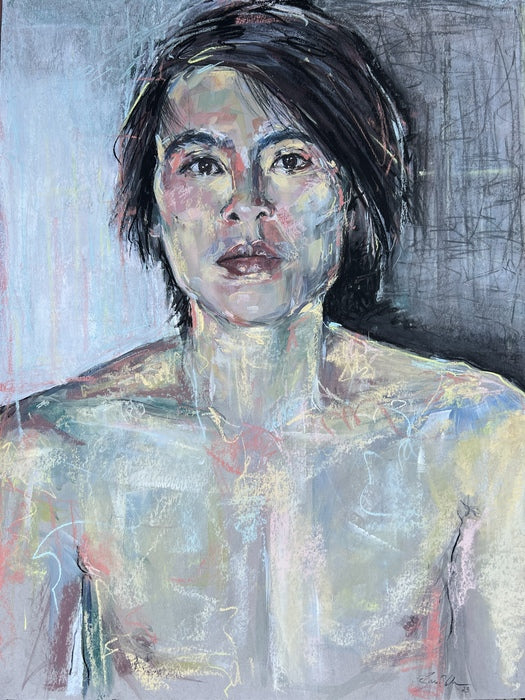 Cary, 2023, acrylic, charcoal and pastel, 24 x 18 in. / 60.96 x 45.72 cm.
