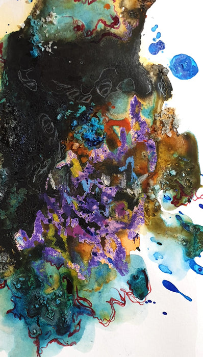 Influence, 2021, mixed media, 9 x 16 in. / 22.86 x 40.64 cm.