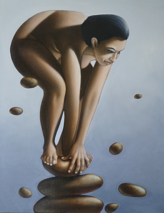 Ten Stones, 2025, oil on canvas, 28 x 22 in. / 71.12 x 55.88 cm.