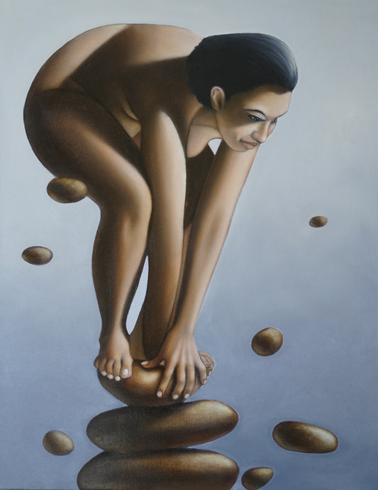 Ten Stones, 2025, oil on canvas, 28 x 22 in. / 71.12 x 55.88 cm.