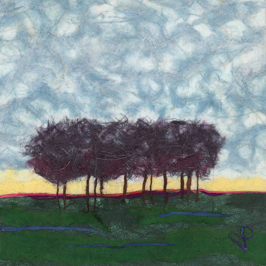 The Grove, 2026, paper on canvas board, 5 x 5 in. / 12.7 x 12.7 cm.