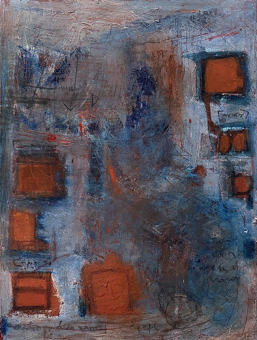 Unfinished Atlas, 2025, mixed media, 20 x 16 in. / 50.8 x 40.64 cm.