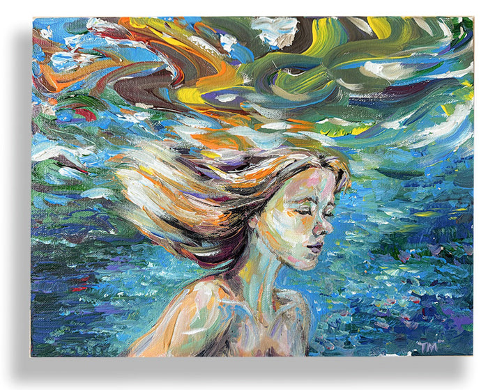 Under-the-Water, 2018, acrylic on canvas, 16 x 12 in. / 40.64 x 30.48 cm.