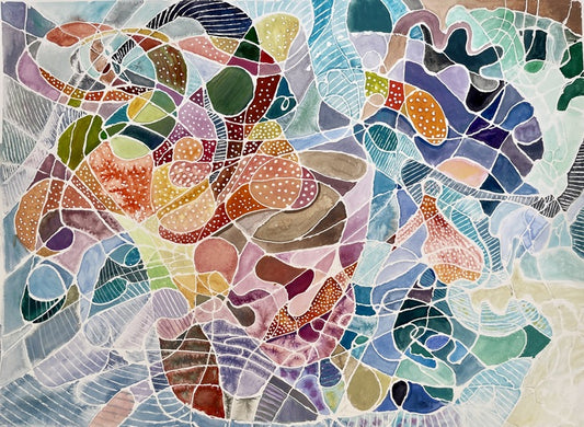 Morning Dynamics, 2026, watercolor and resist, 22 x 30 in. / 55.88 x 76.2 cm.