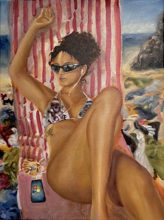 Girl On A Beach, 2026, oil, 16 x 12 in. / 40.64 x 30.48 cm.