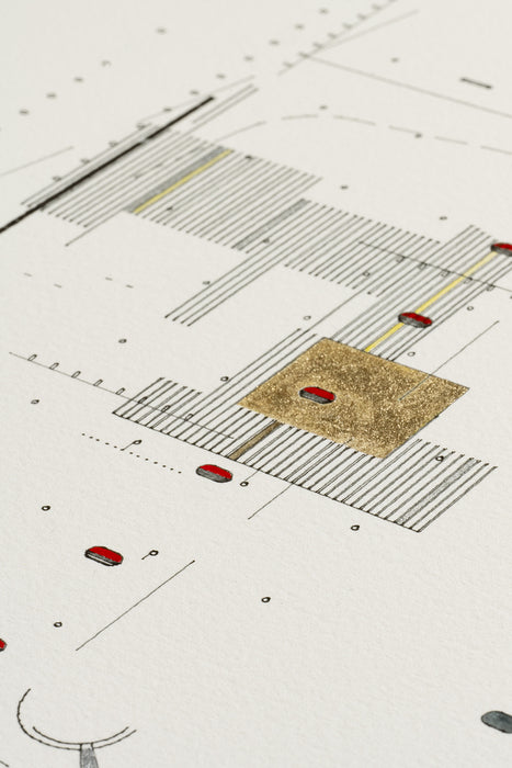 Spatial Geographies | Shed, 2025, mixed media, 12 x 9 in. / 30.48 x 22.86 cm.