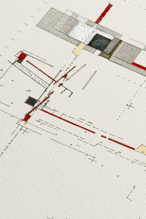 Spatial Geographies | Ruins, 2025, mixed media, 12 x 9 in. / 30.48 x 22.86 cm.