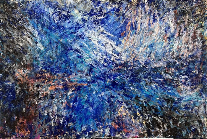 Pouring Water Into Water, 2026, mixed media on canvas, 36 x 24 in. / 91.44 x 60.96 cm.