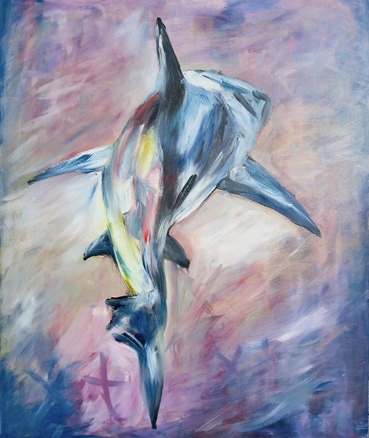 Abstract Shark, 2021, oil on canvas, 40 x 30 in. / 101.6 x 76.2 cm.