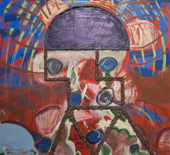 Rude Cyborg, 2025, oil on linen, 48 x 44 in. / 121.92 x 111.76 cm.