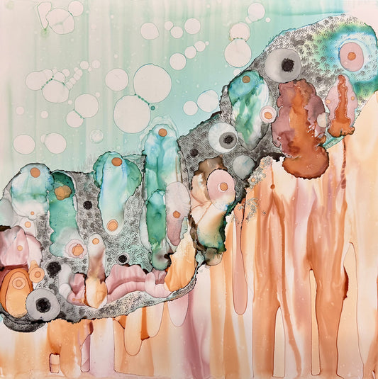 Alcohol Ink #4, 2026, alcohol ink, 12 x 12 in. / 30.48 x 30.48 cm.