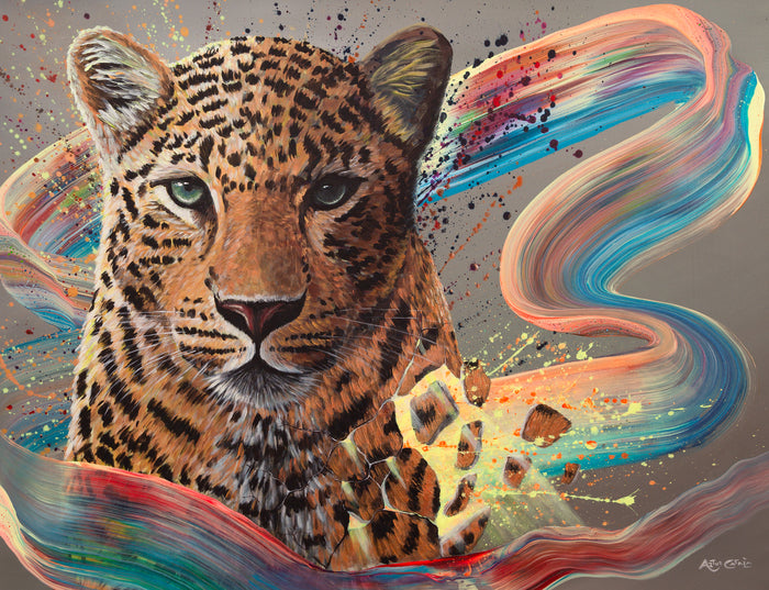 Amur in Drift, 2026, acrylic and mixed media on canvas, 89 x 116 cm. / 35 x 45.6 in.
