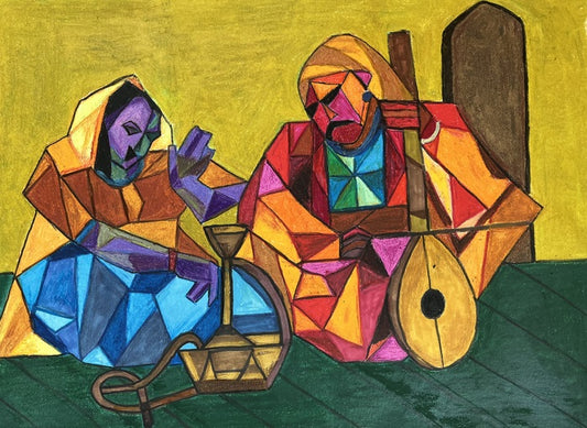 The Wandering Minstrels, 2025, pastels on paper, 18 x 24 in. / 45.72 x 60.96 cm.