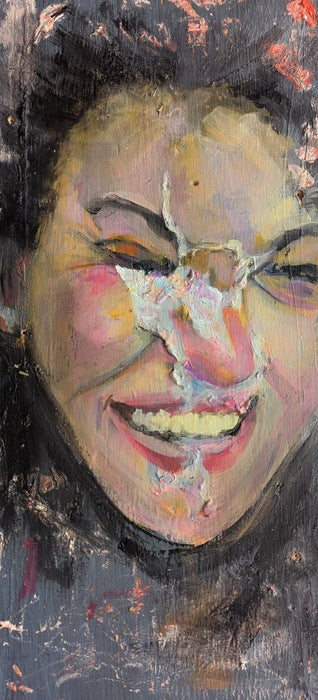 Squint, 2025, acrylic on recycled plywood, 12 x 26 in. / 30.48 x 66.04 cm.