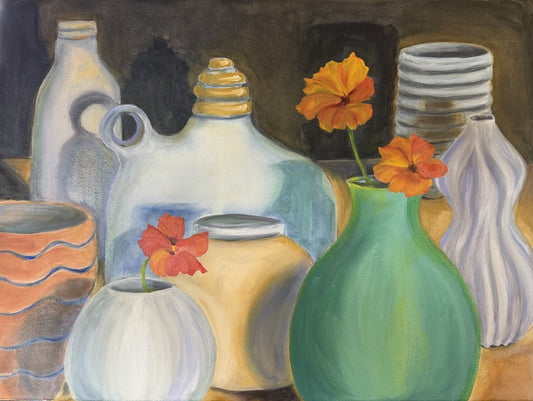 Still Life with Nasturtiums, 2026, oil on canvas, 18 x 24 in. / 45.72 x 60.96 cm.