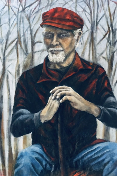 The Red Hat, 2019, oil on paper, 48 x 36 in. / 121.92 x 91.44 cm.