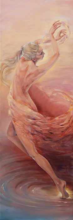 Phyllis - Fire, 2024, oil on canvas, 165 x 55 cm. / 64.9 x 21.6 in.