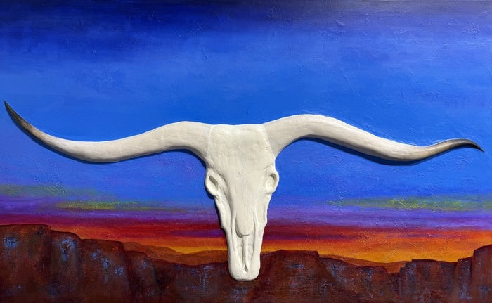Carolina Longhorn, 2026, mixed media, 30 x 48 in. / 76.2 x 121.92 cm.