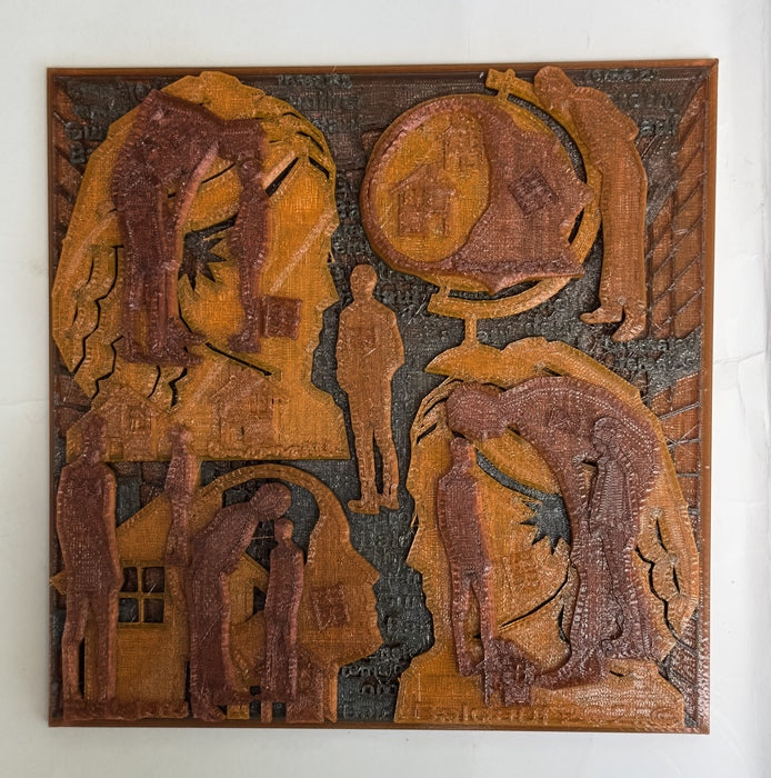 32326b Couple, 2026, 3D printed mono print collage, 7 x 7 in. / 17.8 x 17.8 cm.