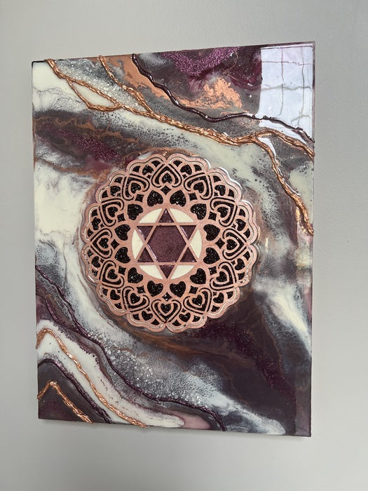 Flames of Hearts, 2023, mixed media, 20 x 24 in. / 50.8 x 60.96 cm.