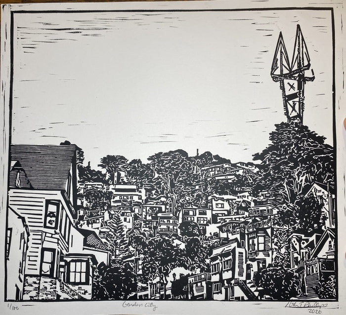 Garden City, 2026, printmaking, 13 x 12 in. / 33.02 x 30.48 cm.