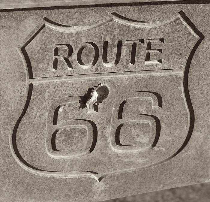 Route 66 Marker, Painted Desert, Arizona, 2026, digital print, 11 x 14 in. / 27.94 x 35.56 cm.