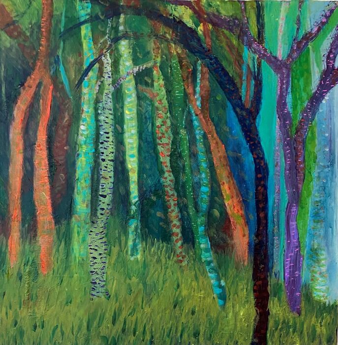 Can't See the Forest for the Trees, 2026, acrylic markers on canvas, 24 x 24 in. / 60.96 x 60.96 cm.